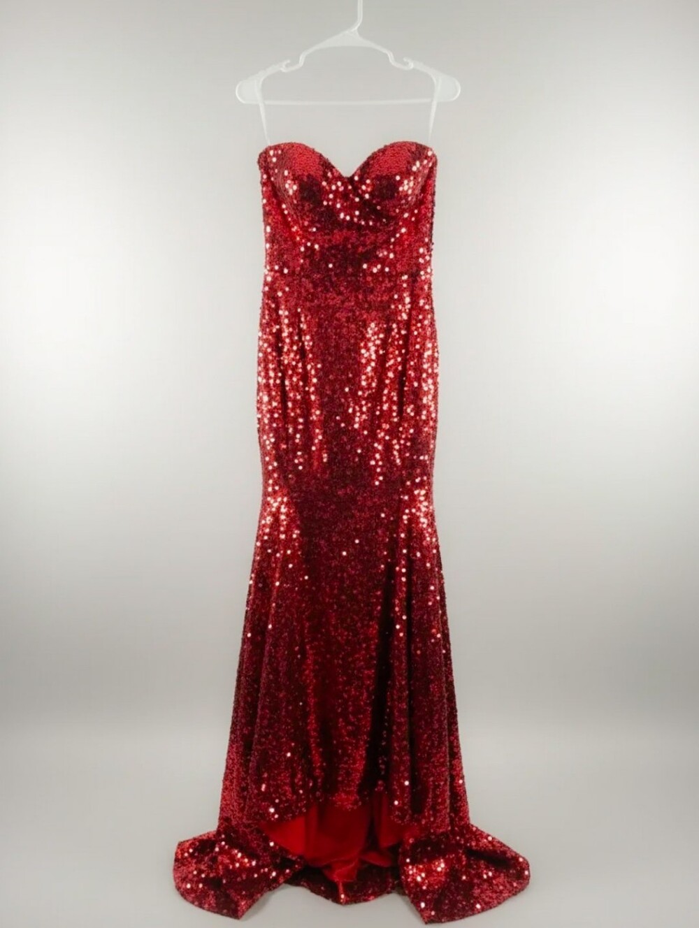 Fashion Nova Nova Luxe Strapless Red Sequin Evening Gown - Picture 3 of 7